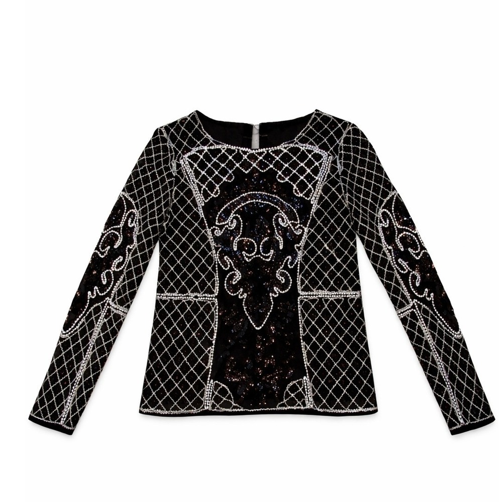 Beaded Womens Small Skull Top Black‎ Sequin Goth Grunge Gothic Y2K Alt Party